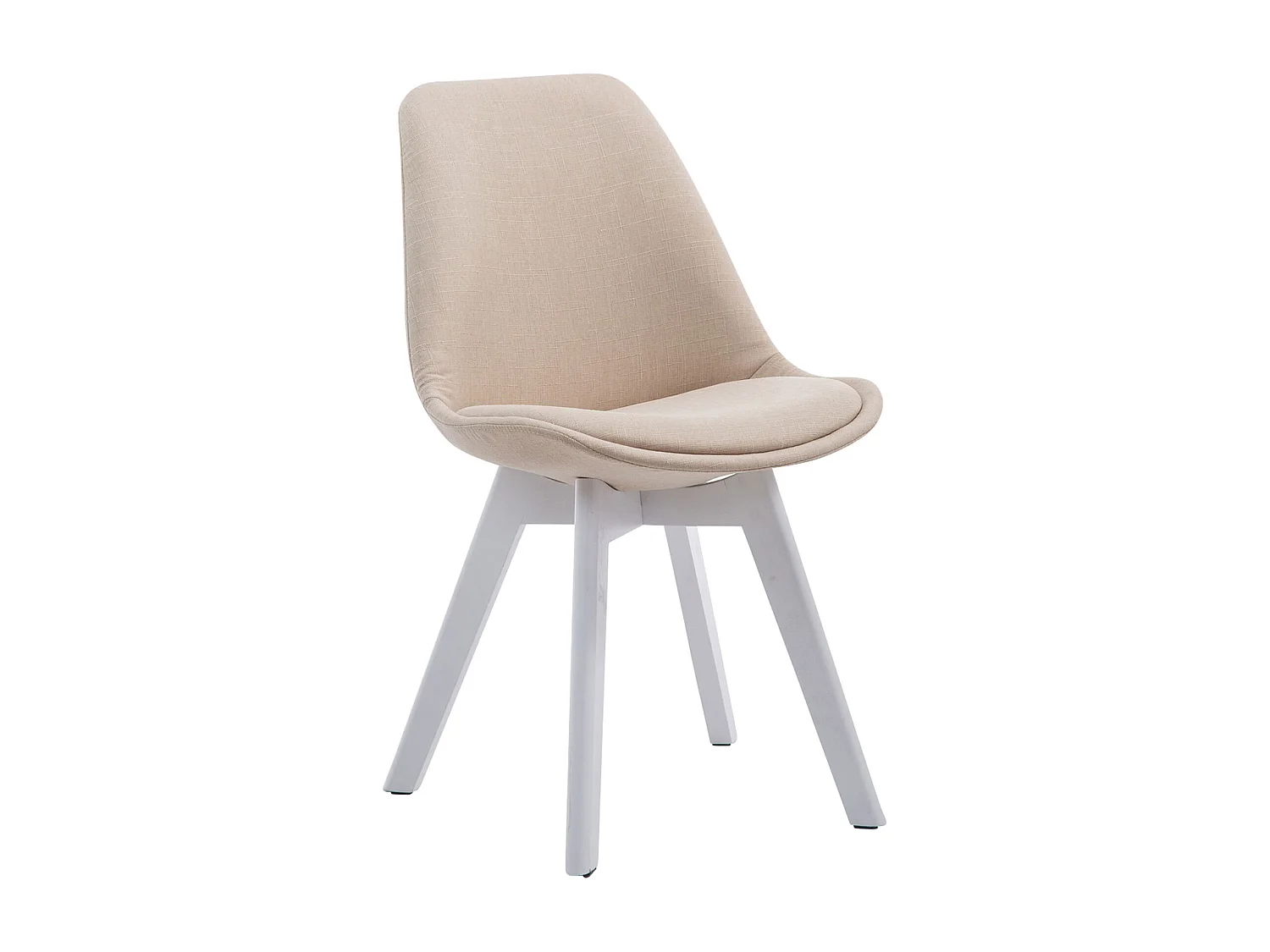 Lot de 4  chaise salle à manger - Tissu & Blanc - Crème - Borneo V2
