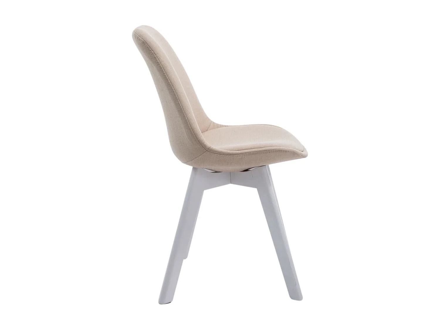 Lot de 4  chaise salle à manger - Tissu & Blanc - Crème - Borneo V2