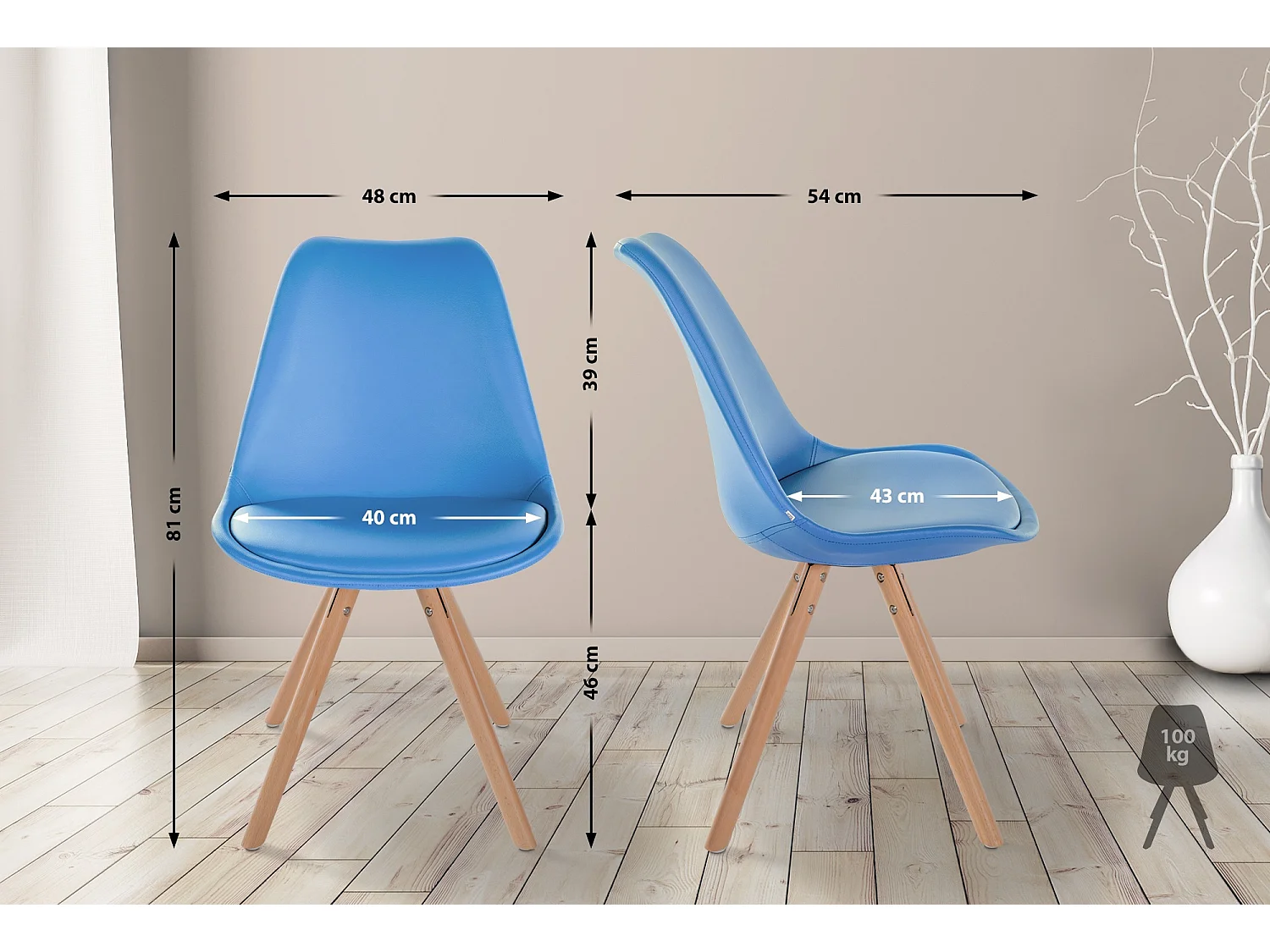 Silla de comedor - Simil cuero &  - Azul claro - Sofia