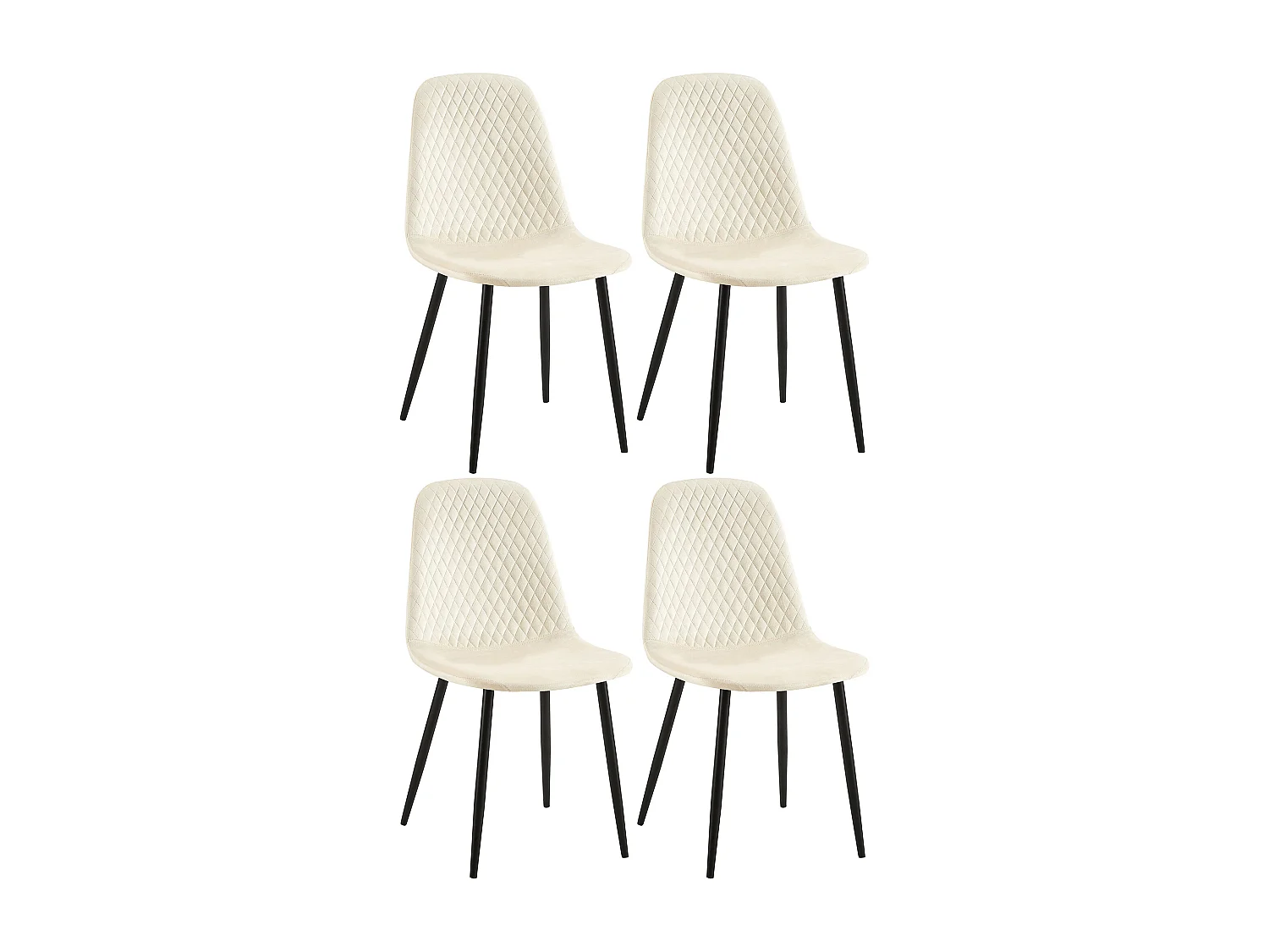 Lot de 4  chaise salle à manger - Velours - Crème - Giverny