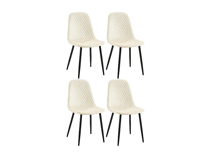 Lot de 4  chaise salle à manger - Velours - Crème - Giverny