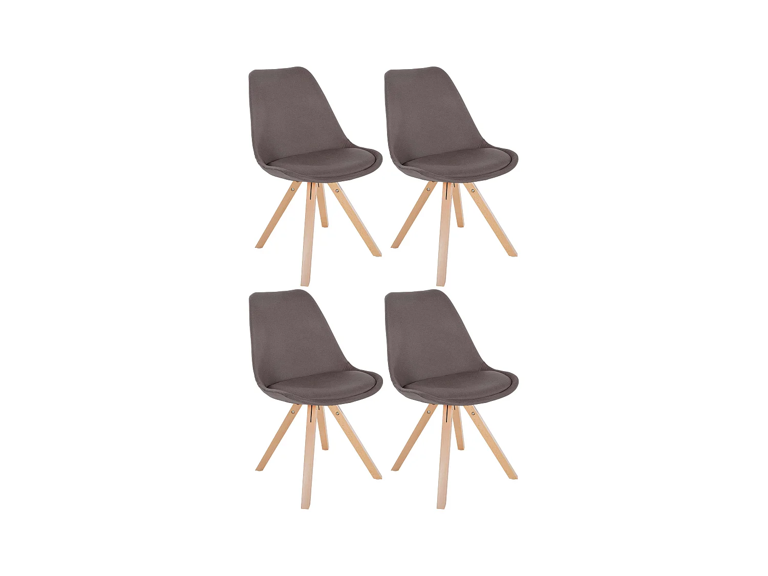 Lot de 4  chaise salle à manger - Tissu & Nature (carré) - Taupe - Sofia