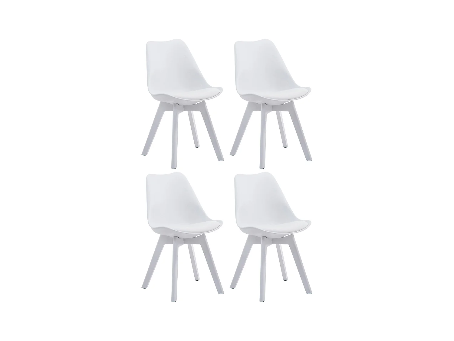 Lot de 4  chaise salle à manger - Similicuir & Blanc - Blanc - Borneo V2