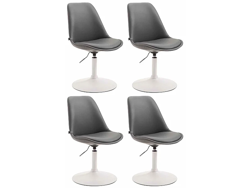 Lot de 4  chaise salle à manger - Similicuir & Blanc - Gris - Maverick