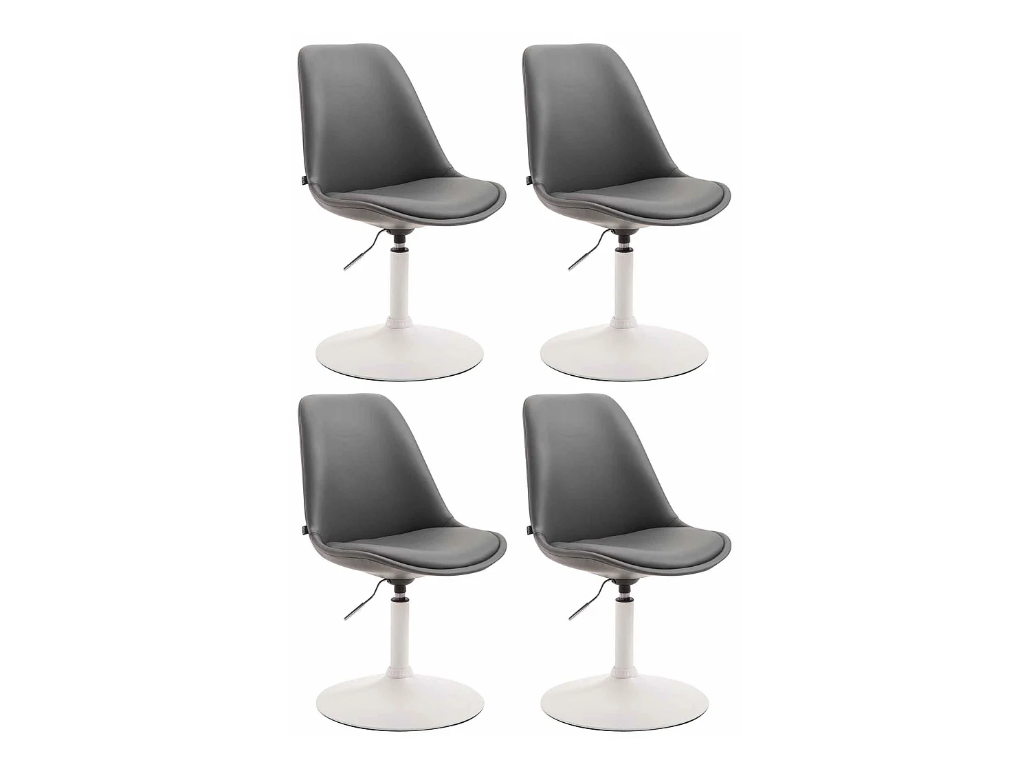 Lot de 4  chaise salle à manger - Similicuir & Blanc - Gris - Maverick