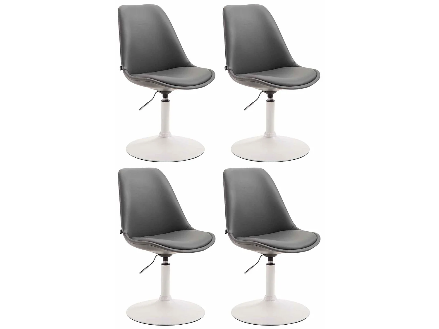 Lot de 4  chaise salle à manger - Similicuir & Blanc - Gris - Maverick