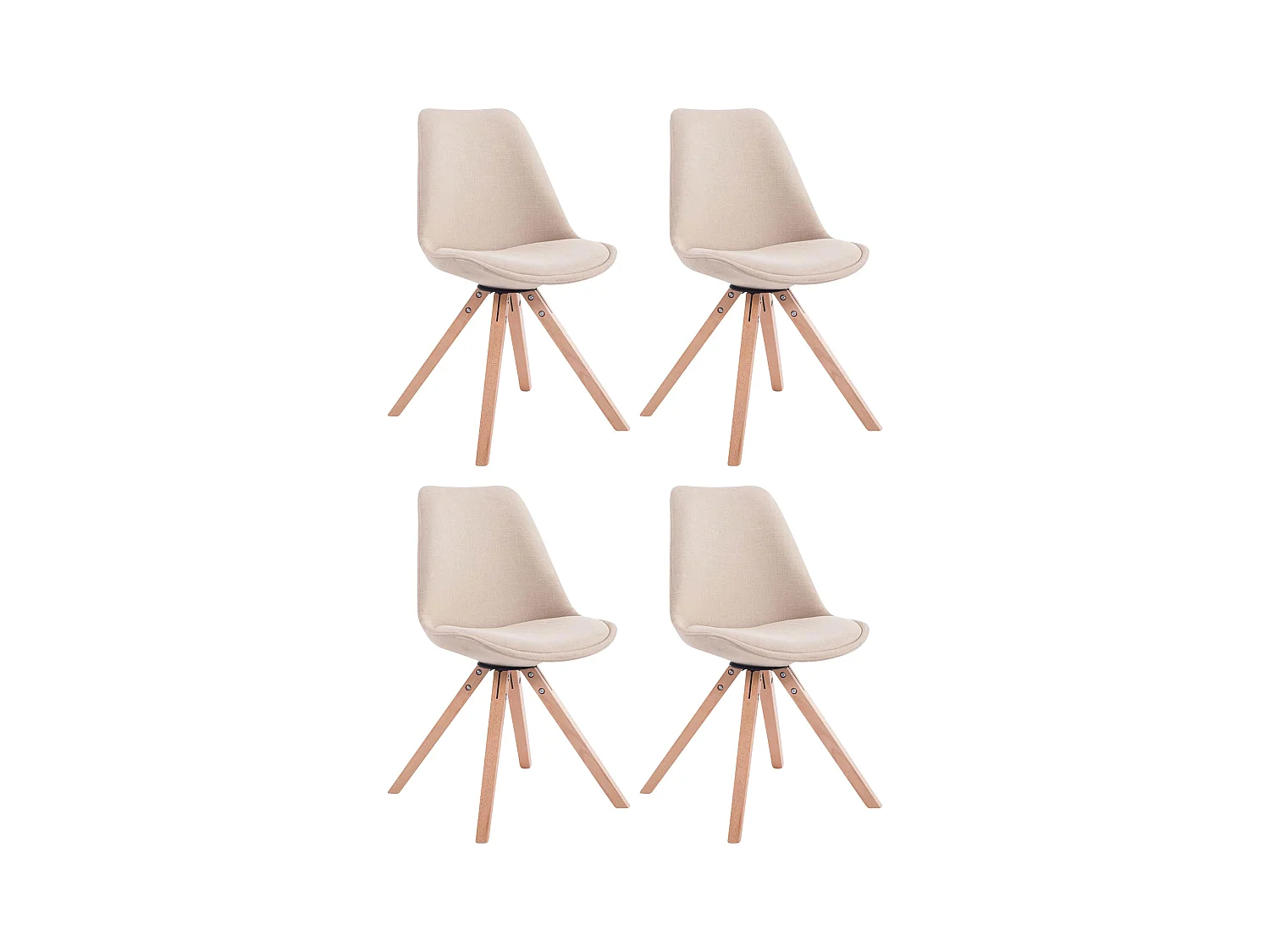 Lot de 4  chaise salle à manger - Tissu & Nature - Crème - Toulouse