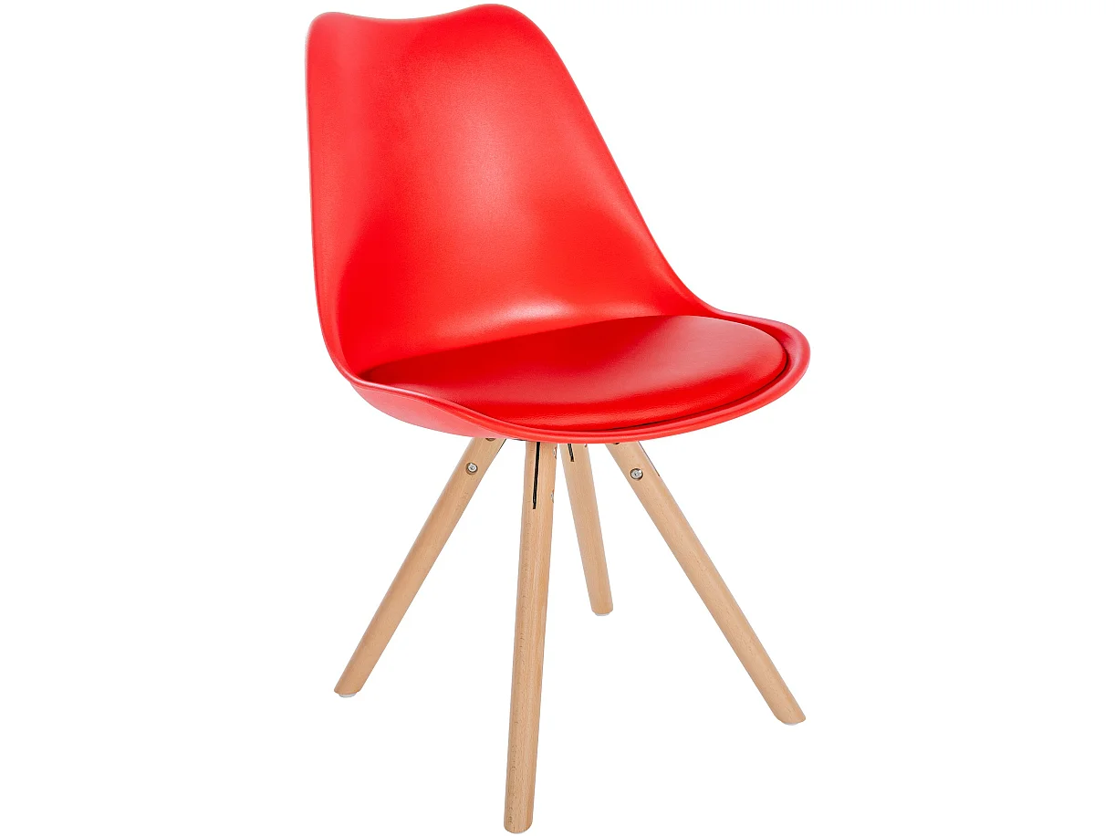 Eetkamerstoelen - Kunststof & Hout - rood - Sofia