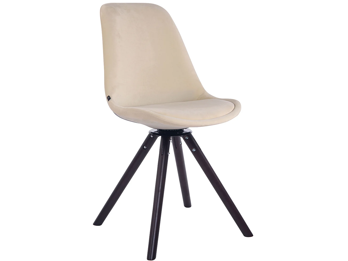 chaise salle à manger - Velours & Noyer - Crème - Troyes