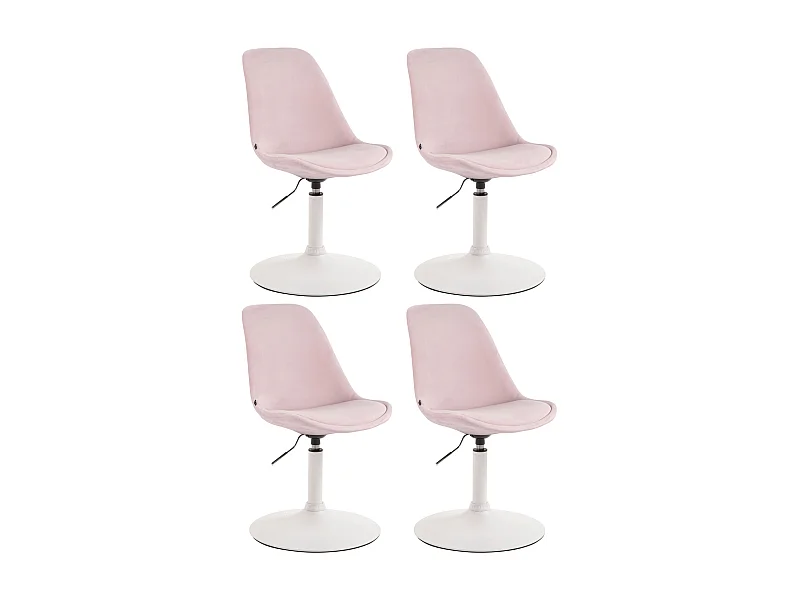 Lot de 4  chaise salle à manger - Velours & Blanc - Rose - Maverick