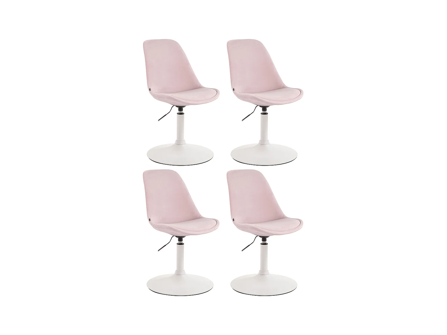 Lot de 4  chaise salle à manger - Velours & Blanc - Rose - Maverick
