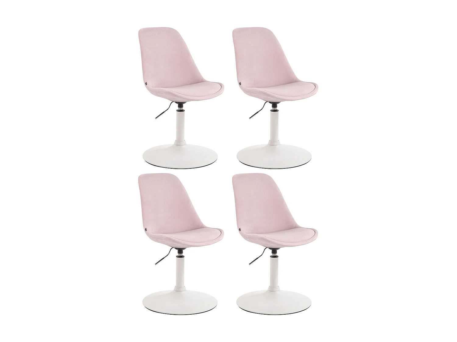 Lot de 4  chaise salle à manger - Velours & Blanc - Rose - Maverick