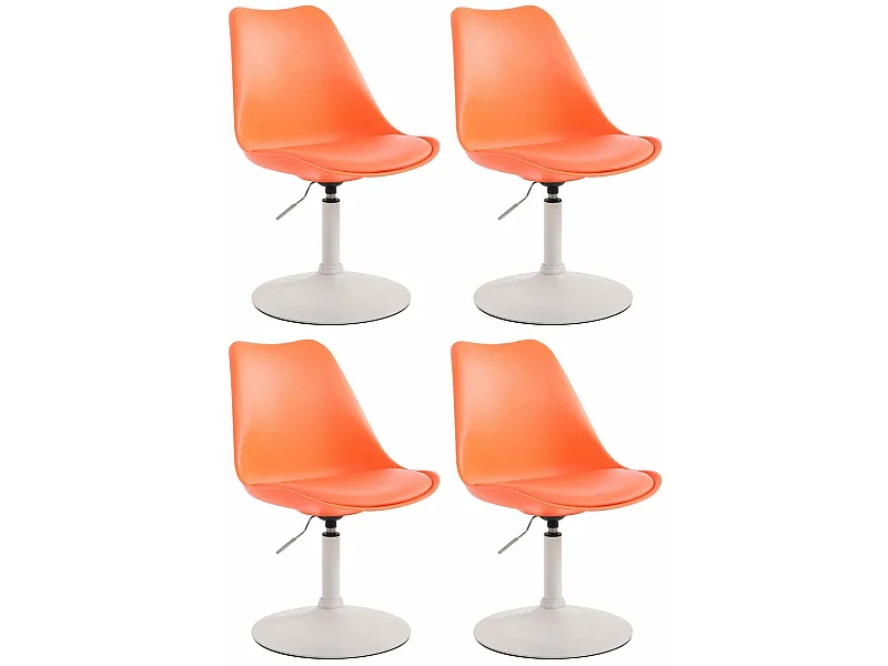 Lot de 4  chaise salle à manger - Plastique & Blanc - Orange - Maverick