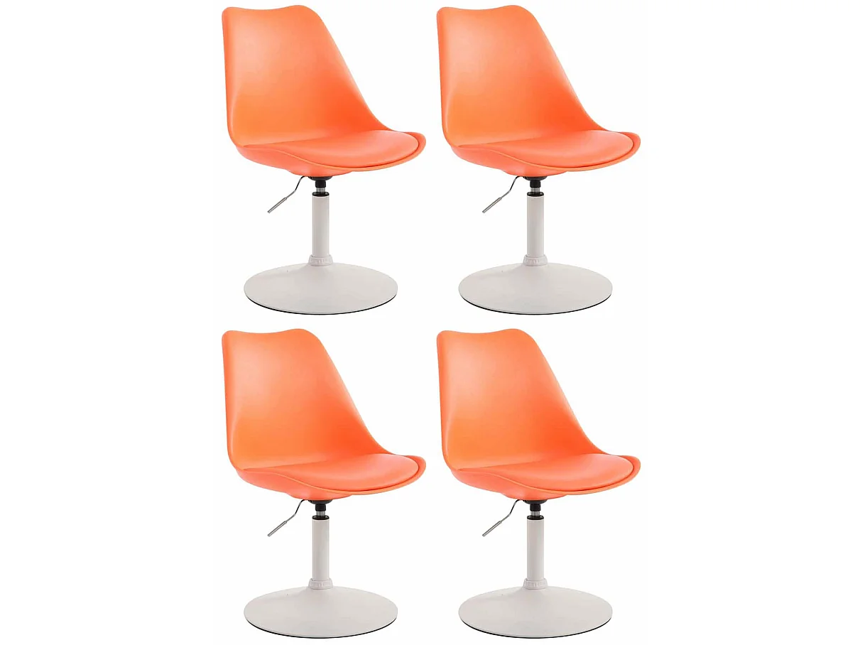 Lot de 4  chaise salle à manger - Plastique & Blanc - Orange - Maverick