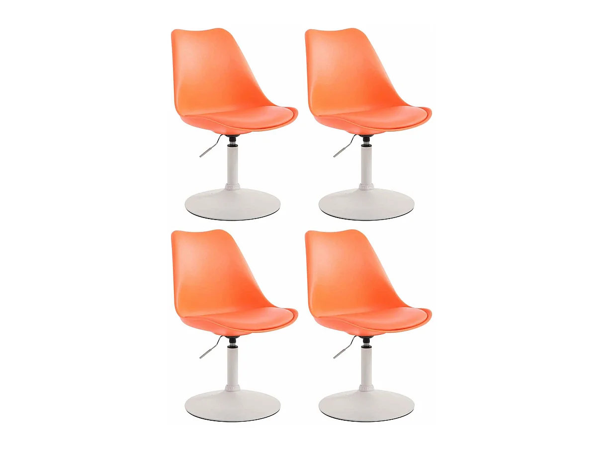 Lot de 4  chaise salle à manger - Plastique & Blanc - Orange - Maverick