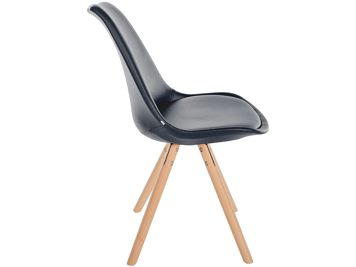 chaise salle à manger - Similicuir & Nature (rond) - Noir - Sofia