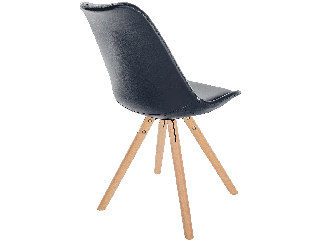 chaise salle à manger - Similicuir & Nature (rond) - Noir - Sofia