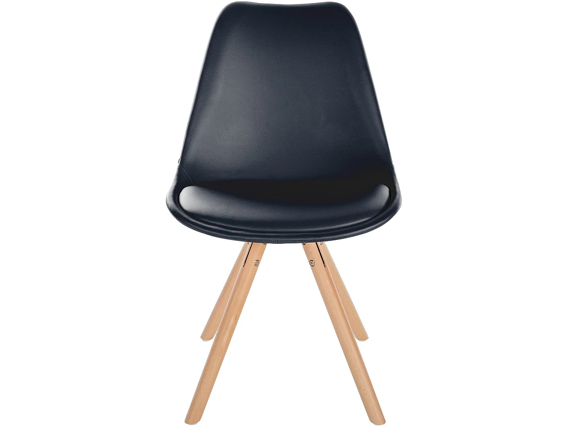 chaise salle à manger - Similicuir & Nature (rond) - Noir - Sofia