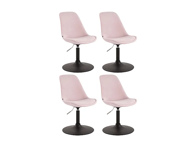 Lot de 4  chaise salle à manger - Velours & Noir - Rose - Maverick