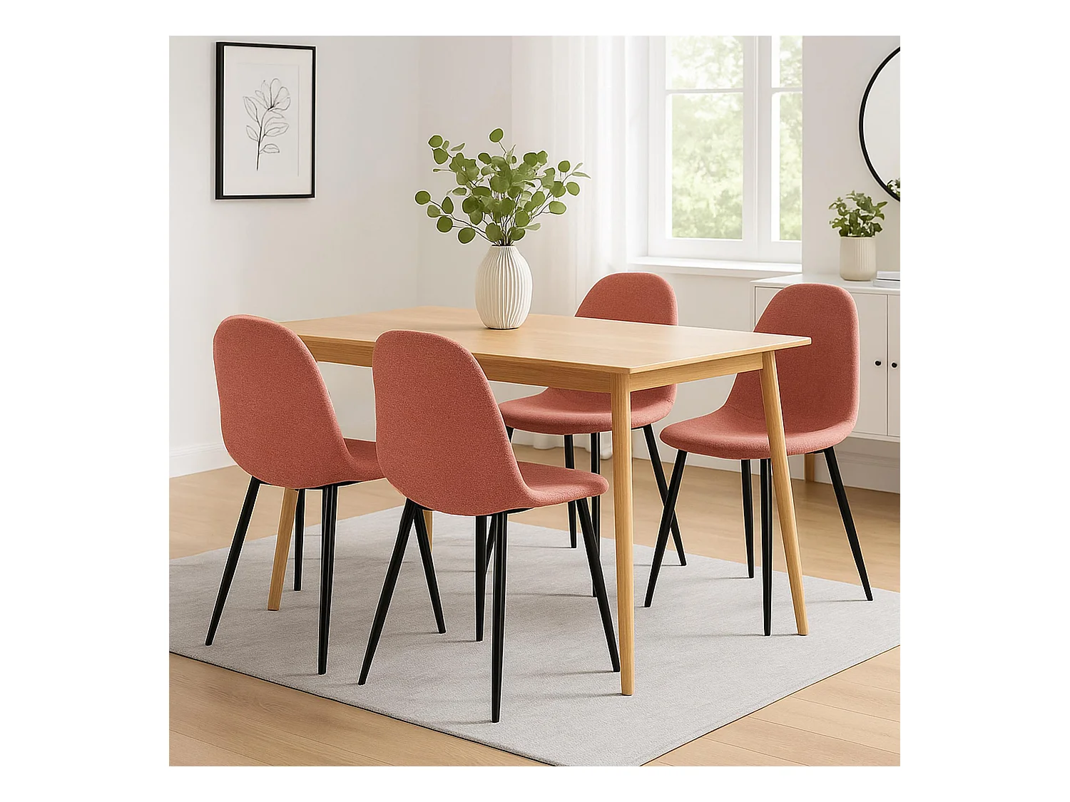 Lot de 4  chaise salle à manger - Tissu - Orange - Napier