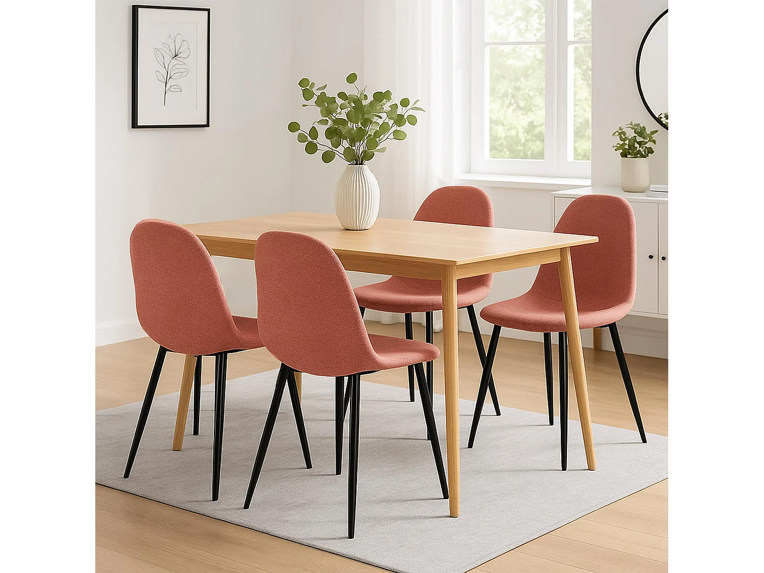 Lot de 4  chaise salle à manger - Tissu - Orange - Napier