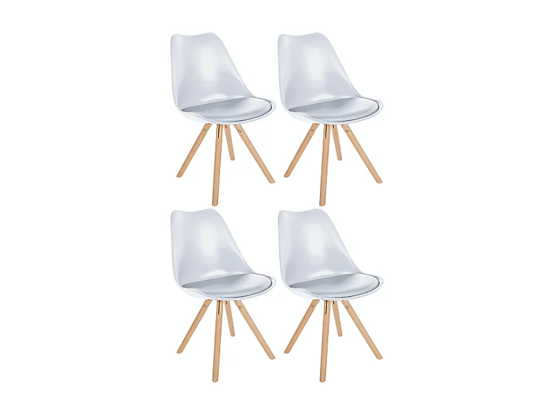 Lot de 4  chaise salle à manger - Plastique & Nature (rond) - Blanc - Sofia
