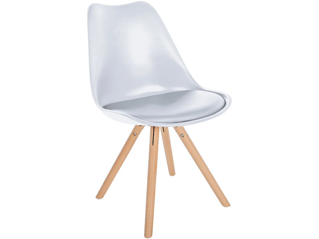 Lot de 4  chaise salle à manger - Plastique & Nature (rond) - Blanc - Sofia