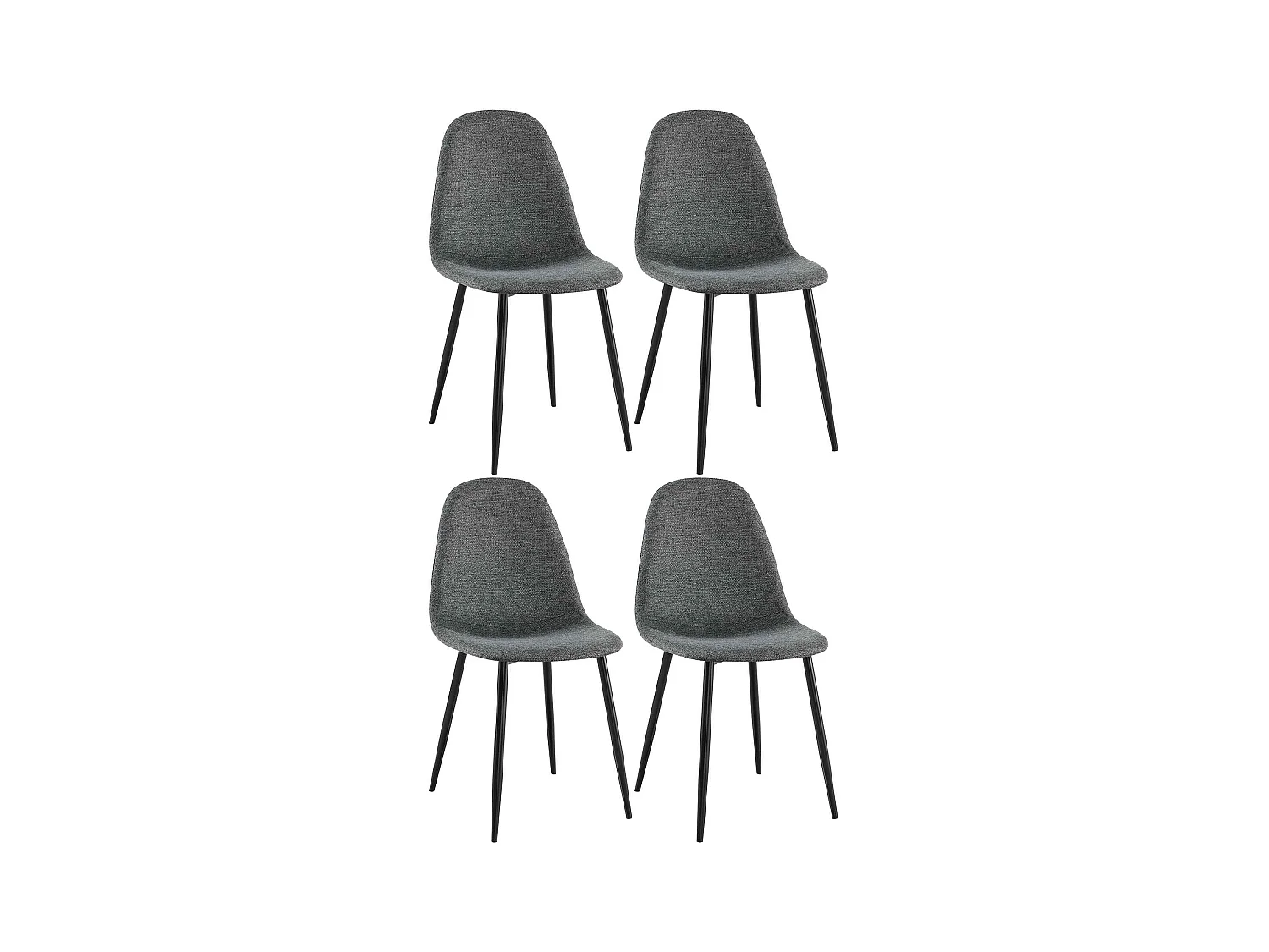 Lot de 4  chaise salle à manger - Tissu - Gris - Napier