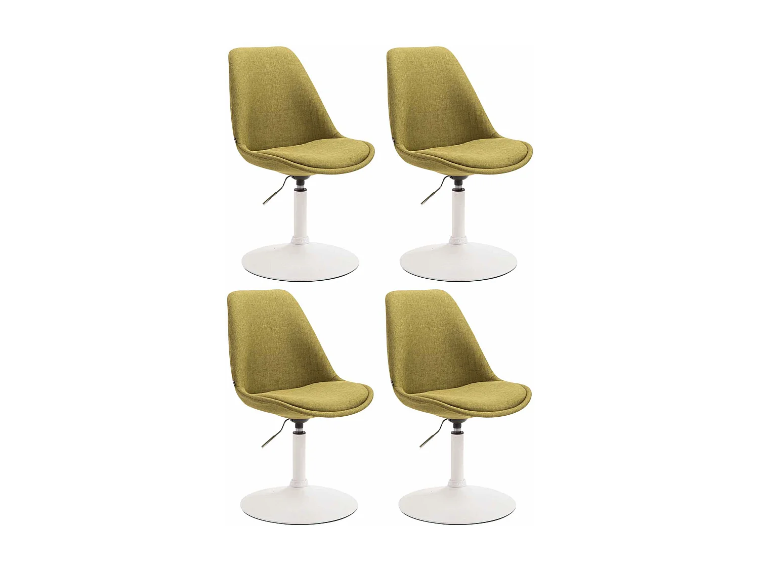 Lot de 4  chaise salle à manger - Tissu & Blanc - Vert - Maverick