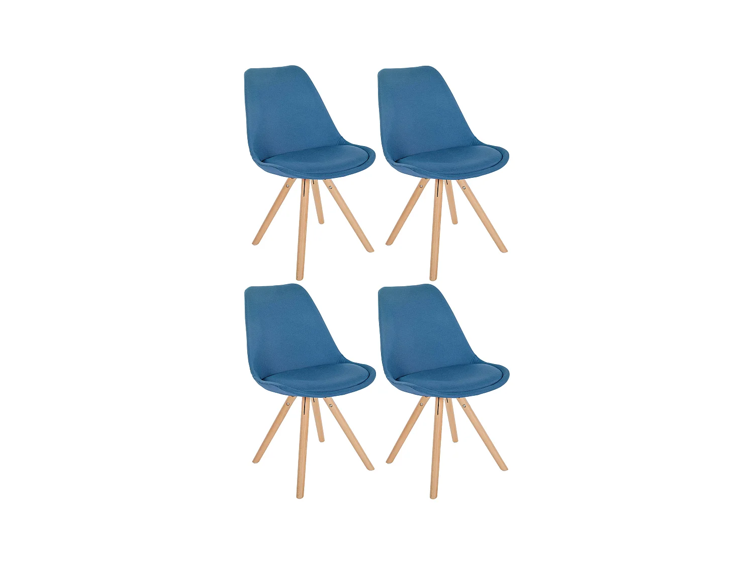 Lot de 4  chaise salle à manger - Tissu & Nature (rond) - Bleu - Sofia