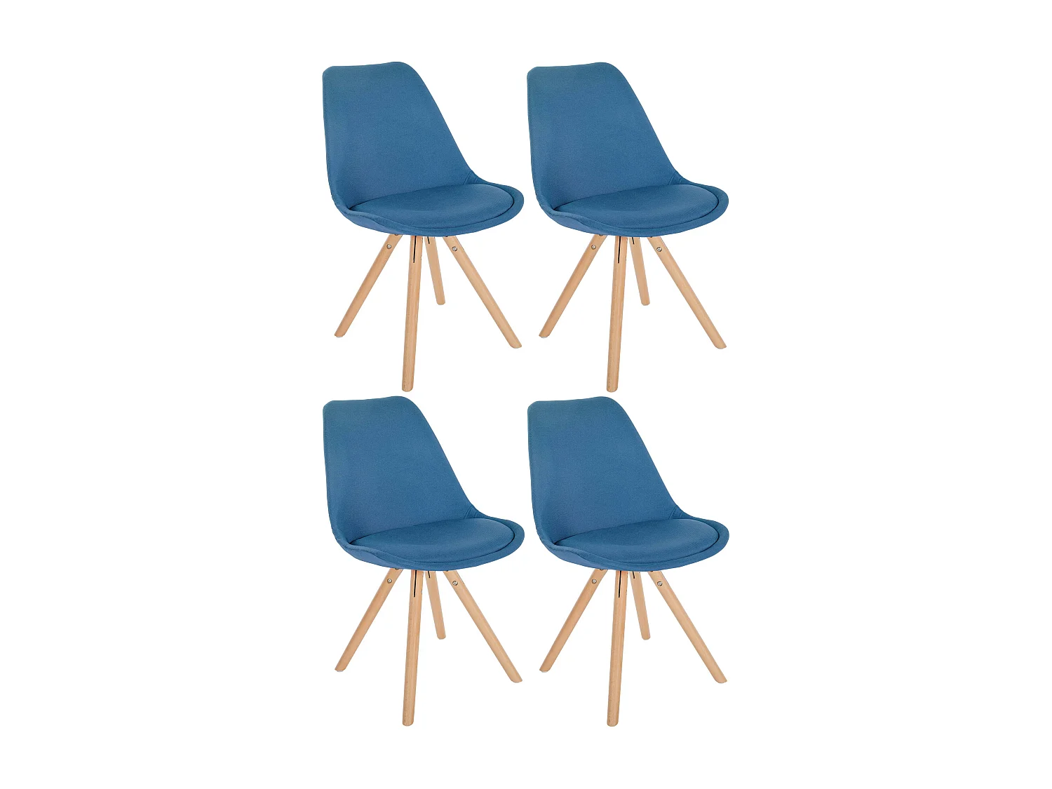 Lot de 4  chaise salle à manger - Tissu & Nature (rond) - Bleu - Sofia