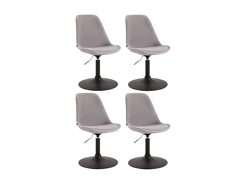 Lot de 4  chaise salle à manger - Velours & Noir - Gris - Maverick