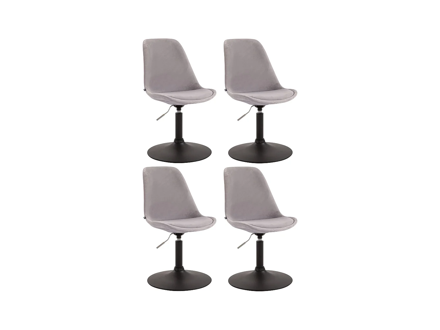 Lot de 4  chaise salle à manger - Velours & Noir - Gris - Maverick