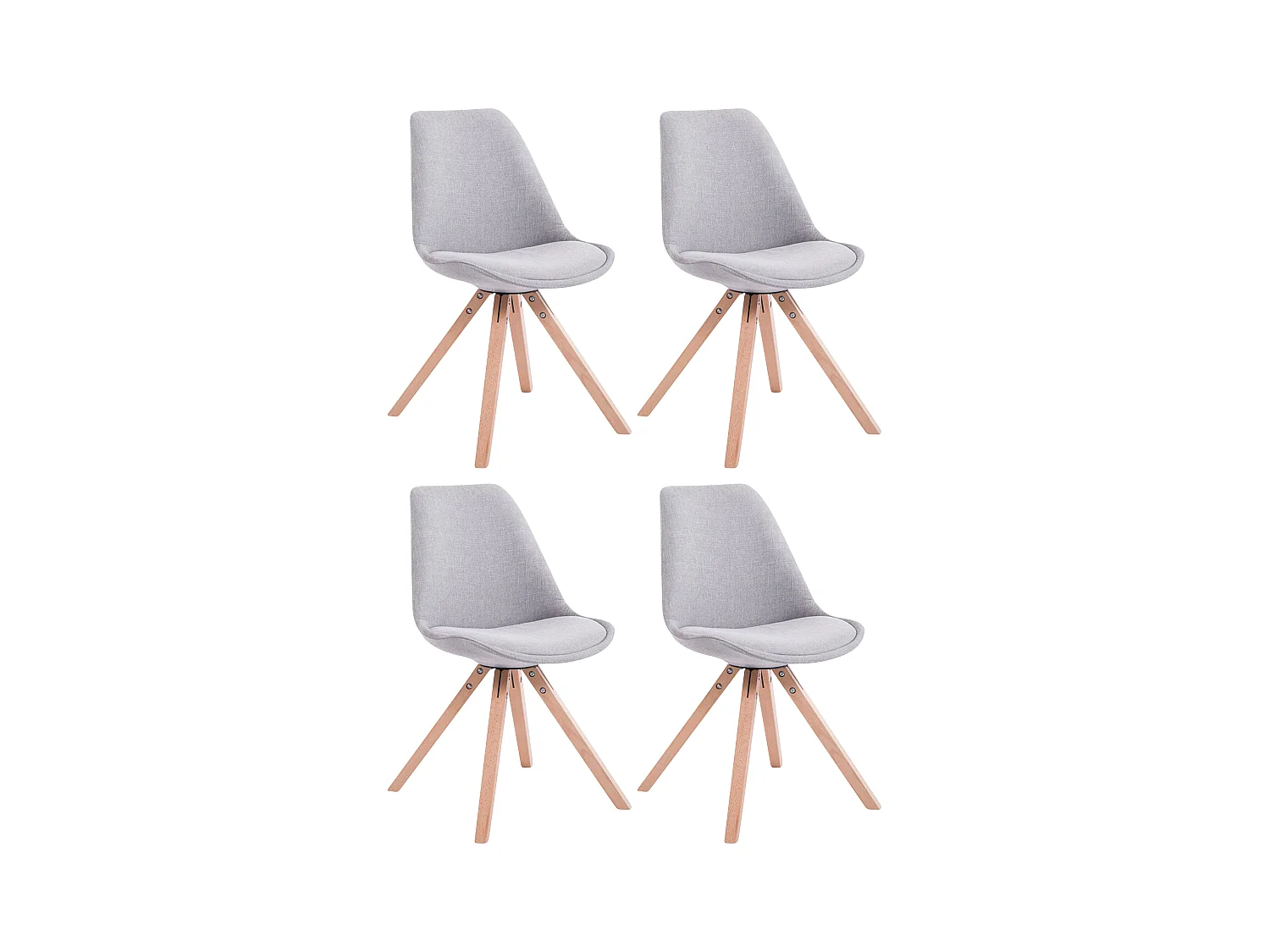 Lot de 4  chaise salle à manger - Tissu & Nature - Gris - Toulouse