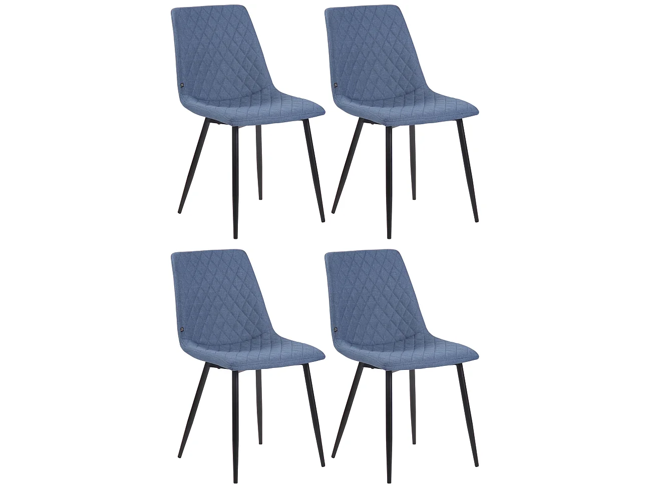 Lot de 4  chaise salle à manger - Tissu - Bleu - Telde