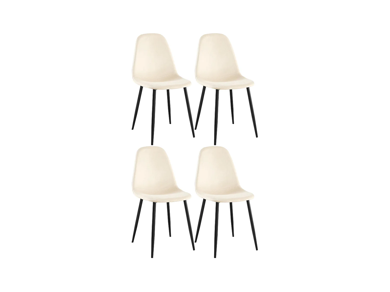 Lot de 4  chaise salle à manger - Velours - Crème - Napier