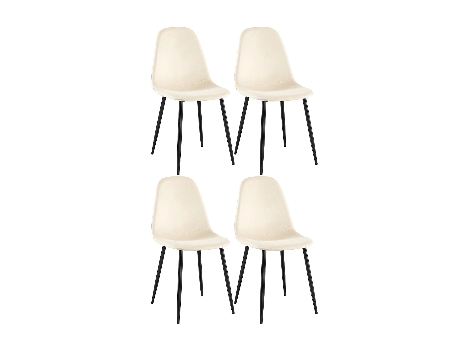 Lot de 4  chaise salle à manger - Velours - Crème - Napier