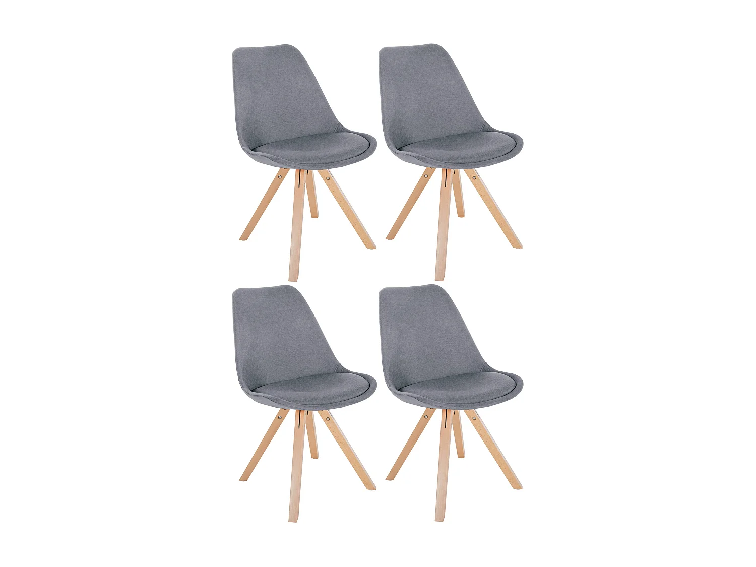 Lot de 4  chaise salle à manger - Tissu & Nature (carré) - Gris clair - Sofia