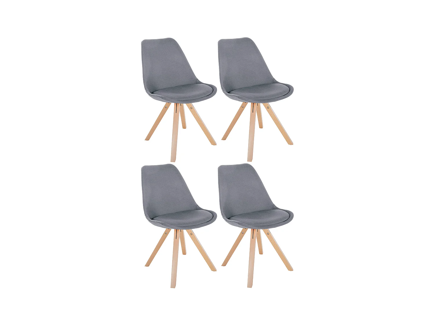 Lot de 4  chaise salle à manger - Tissu & Nature (carré) - Gris clair - Sofia
