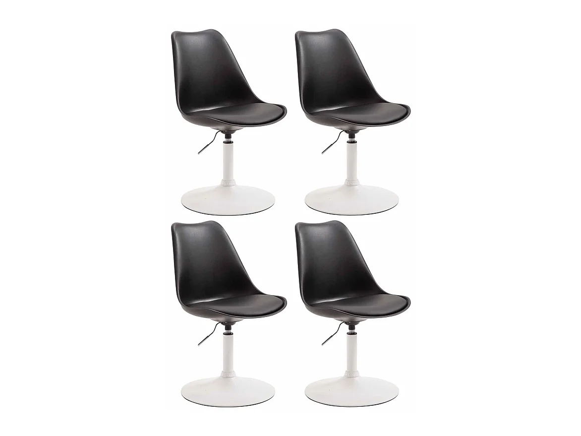 Lot de 4  chaise salle à manger - Plastique & Blanc - Noir - Maverick