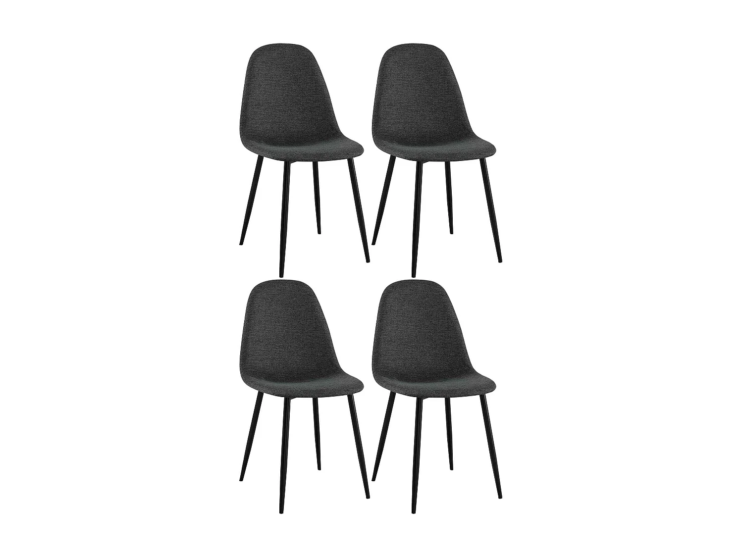 Set van 4  Eetkamerstoelen - Stof - zwart - Napier