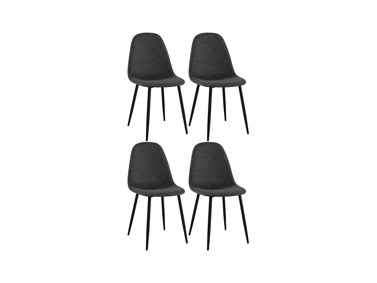 Lot de 4  chaise salle à manger - Tissu - Noir - Napier