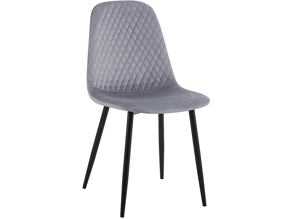 Lot de 4  chaise salle à manger - Velours - Gris - Giverny