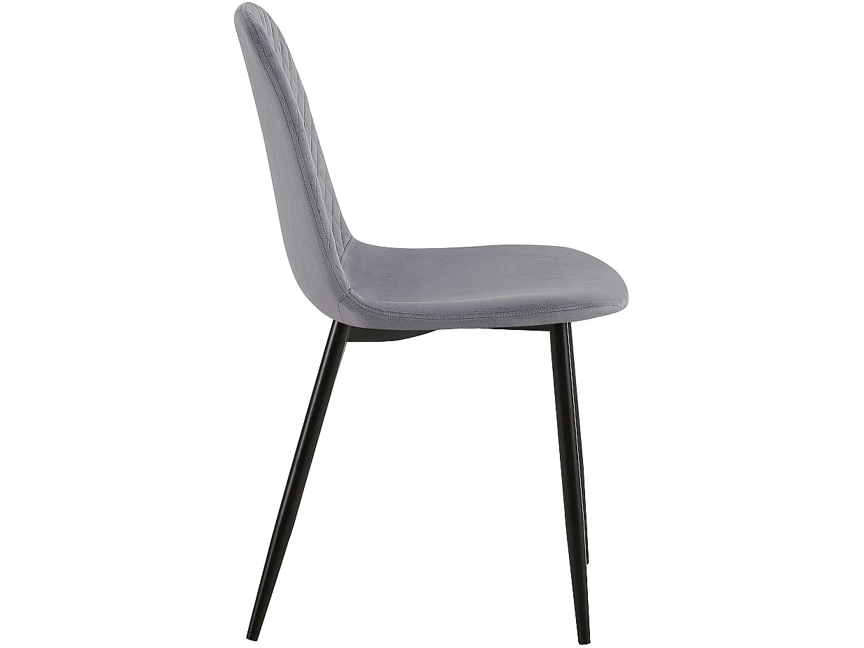 Lot de 4  chaise salle à manger - Velours - Gris - Giverny