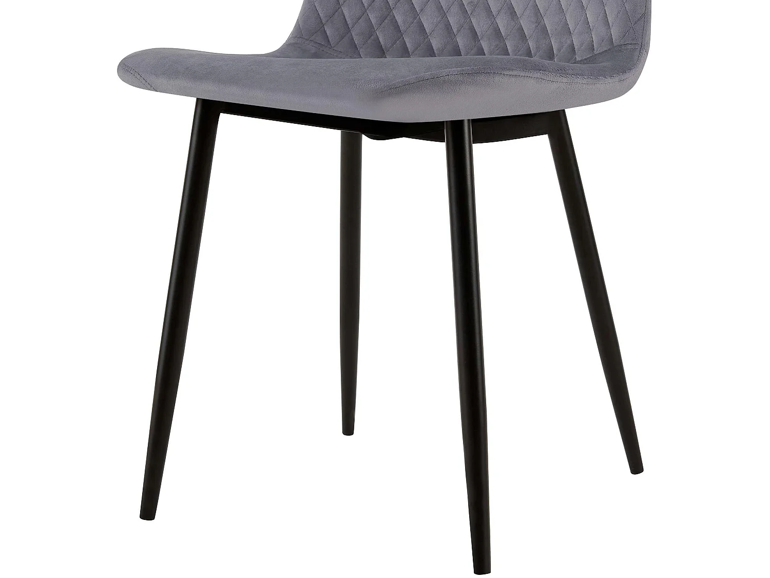Lot de 4  chaise salle à manger - Velours - Gris - Giverny