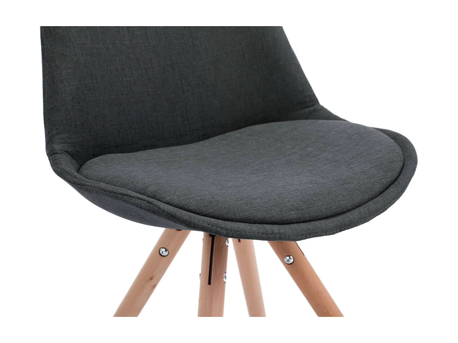 Set van 4  Eetkamerstoelen - Stof & natura - donkergrijs - Toulouse