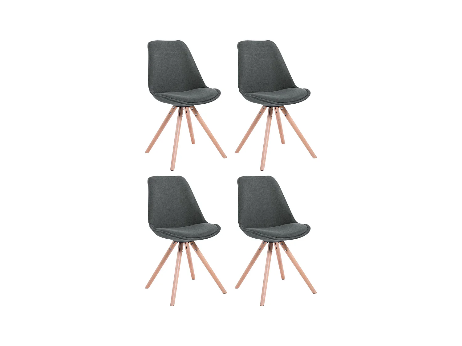 Lot de 4  chaise salle à manger - Tissu & Nature - Gris foncé - Toulouse