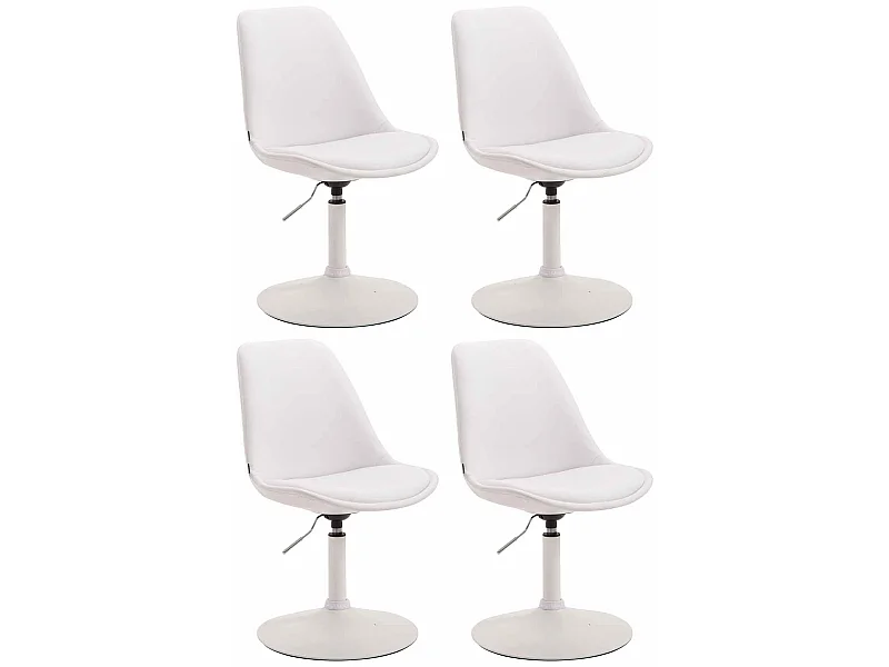 Lot de 4  chaise salle à manger - Similicuir & Blanc - Blanc - Maverick