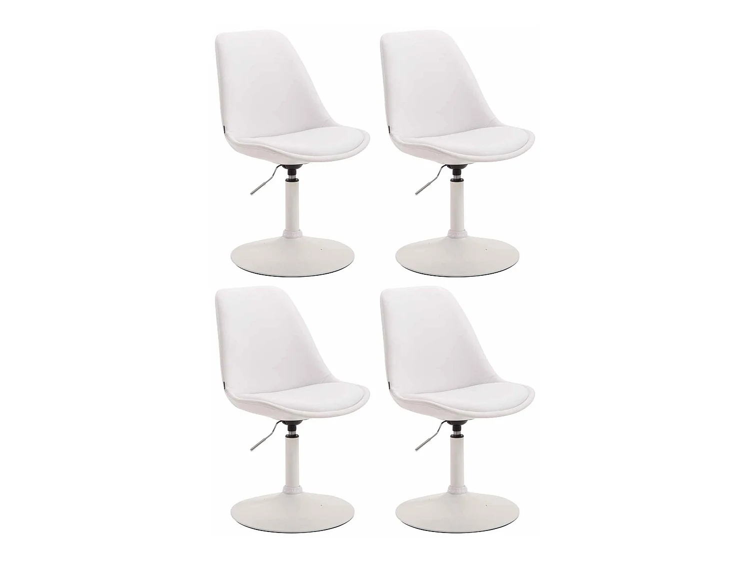 Lot de 4  chaise salle à manger - Similicuir & Blanc - Blanc - Maverick