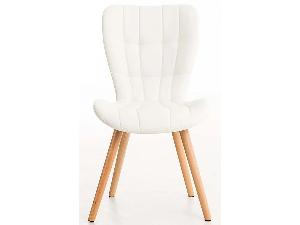 Lot de 4  chaise salle à manger - Similicuir - Blanc - Elda